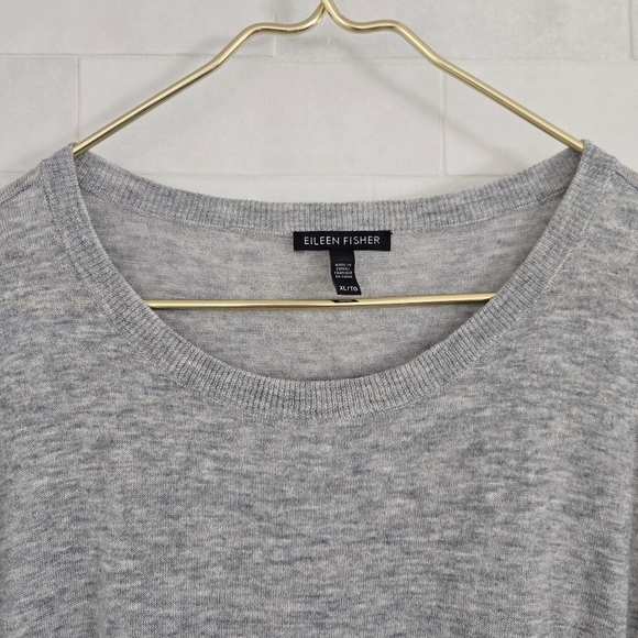 Eileen Fisher Merino Wool Alpaca Tunic Top Sweater Dress Gray Long Sleeve XL - Picture 3 of 9
